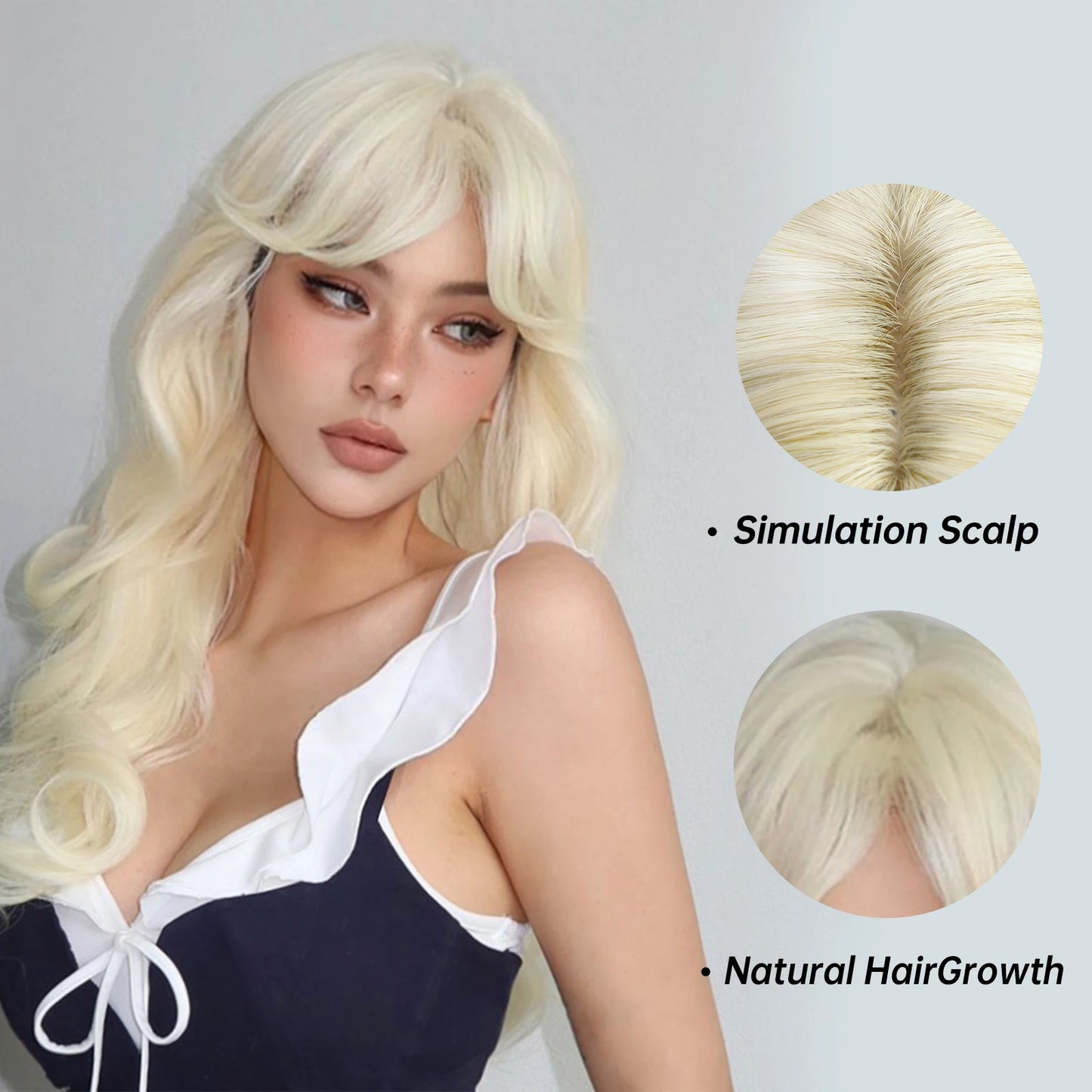 Long Curly Wavy Cosplay Synthetic Wigs With Bangs - Various Colors Available
