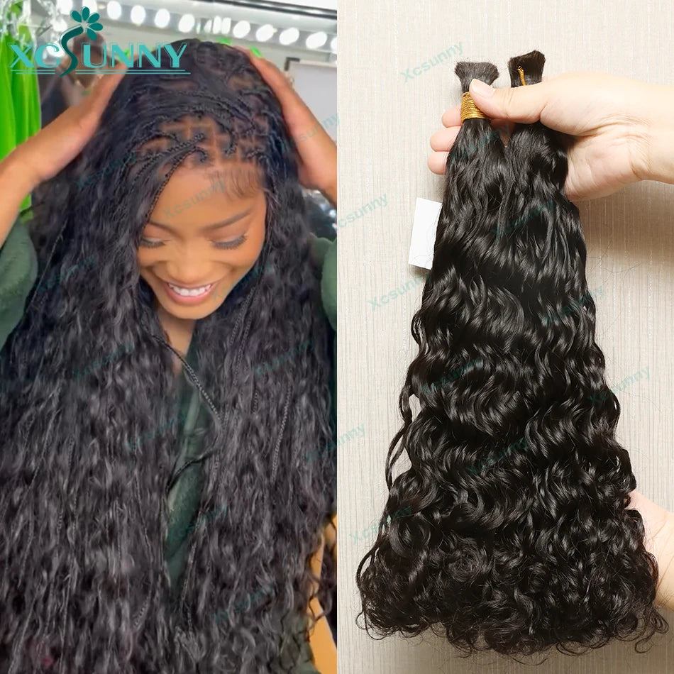 Water Wave Human Hair Braiding Bundles No Weft