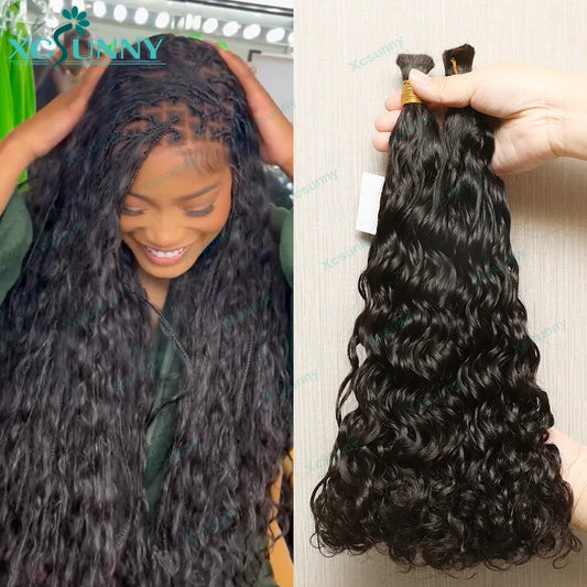 Water Wave Human Hair Braiding Bundles No Weft