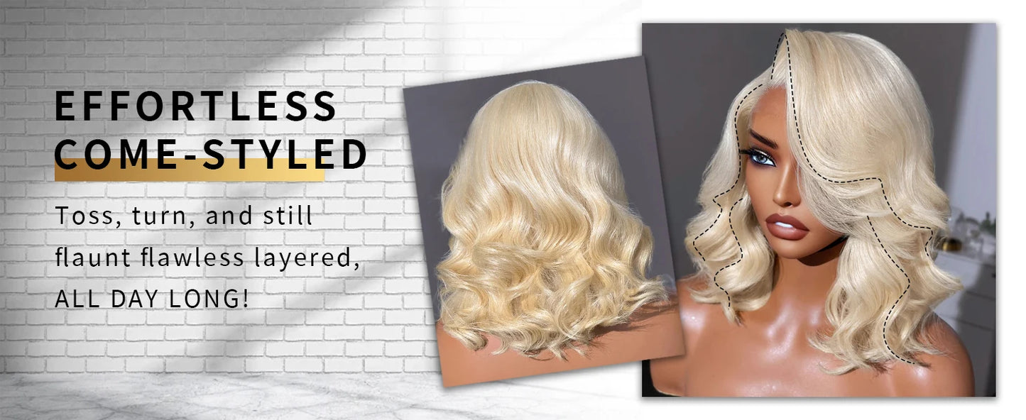 613 Blonde Loose Wave Short Bob - HD Lace Front Glueless Wig