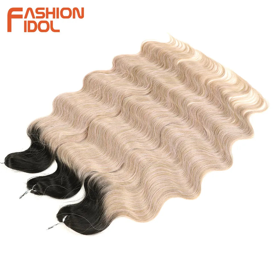 Ombre Body Wave Crochet Hair 24 Inch Long Synthetic Hair - Various Colors Available