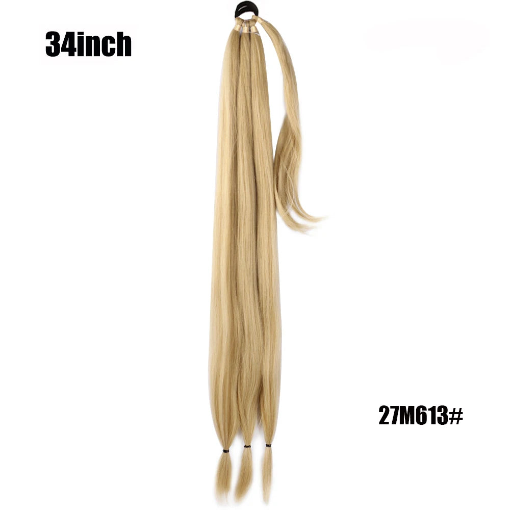 26/34inch Synthetic Long Straight Wrap Around Chignon Ponytail With Rubber Band