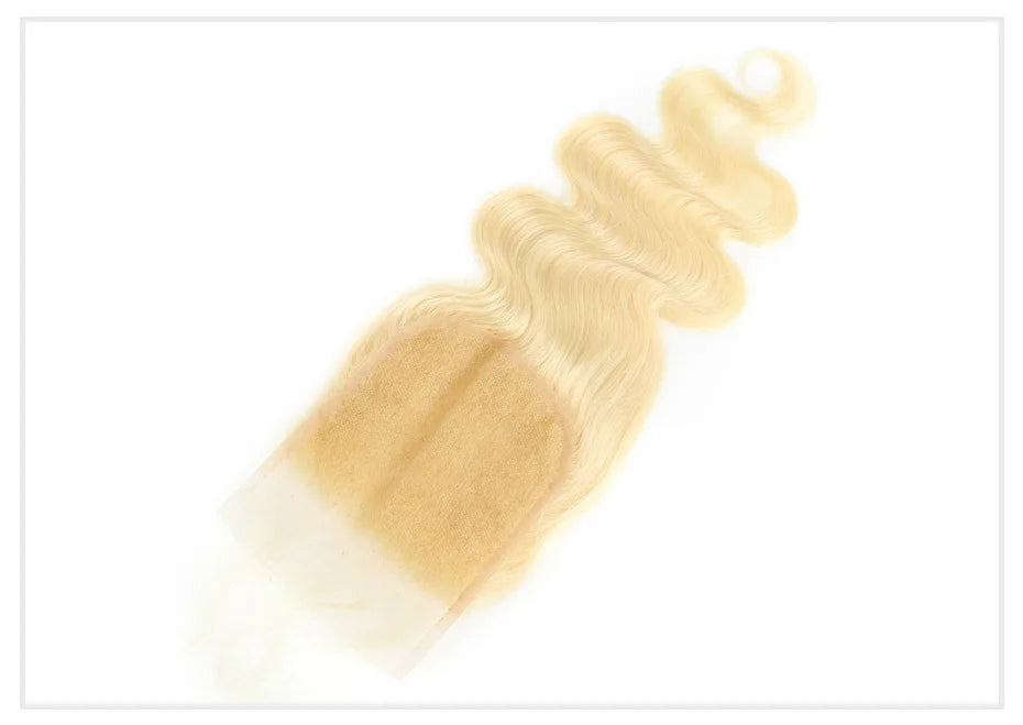 613 Blonde Body Wave HD Lace Frontal or Closure PrePlucked Brazilian Remy Human Hair - Various Options Available