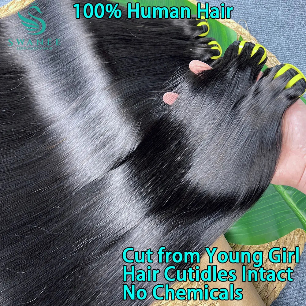 Bone Straight Human Hair Bundles 12A Grade 100% Unprocessed Raw Vietnamese Virgin Weft #1B Natural Black
