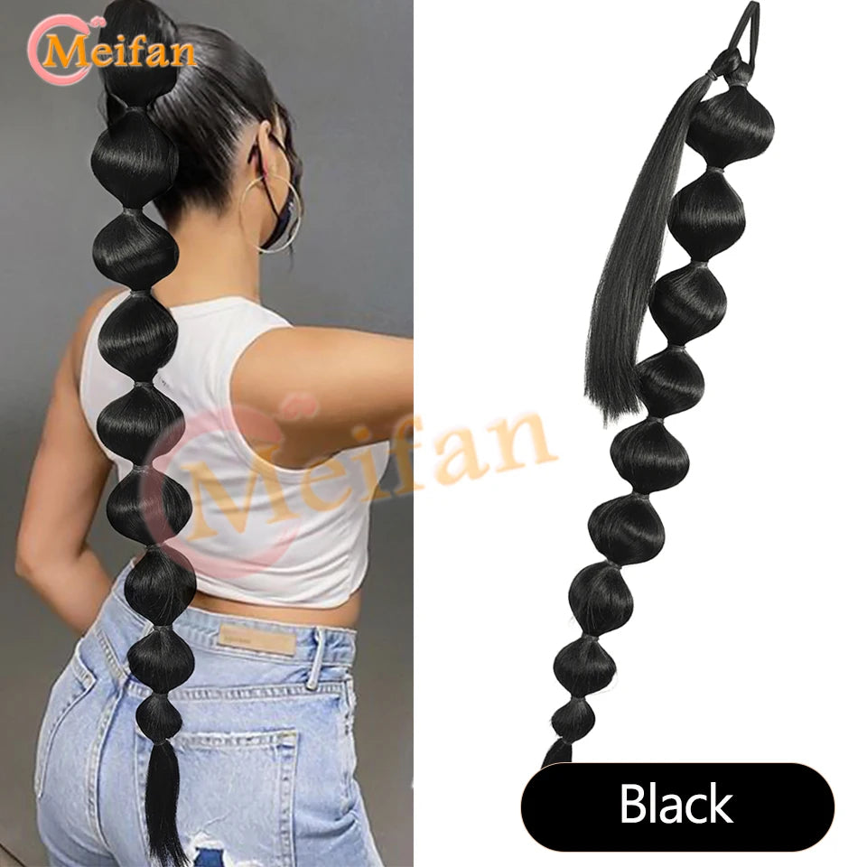 Synthetic Long Bubble Braid Wrap Around Ponytails