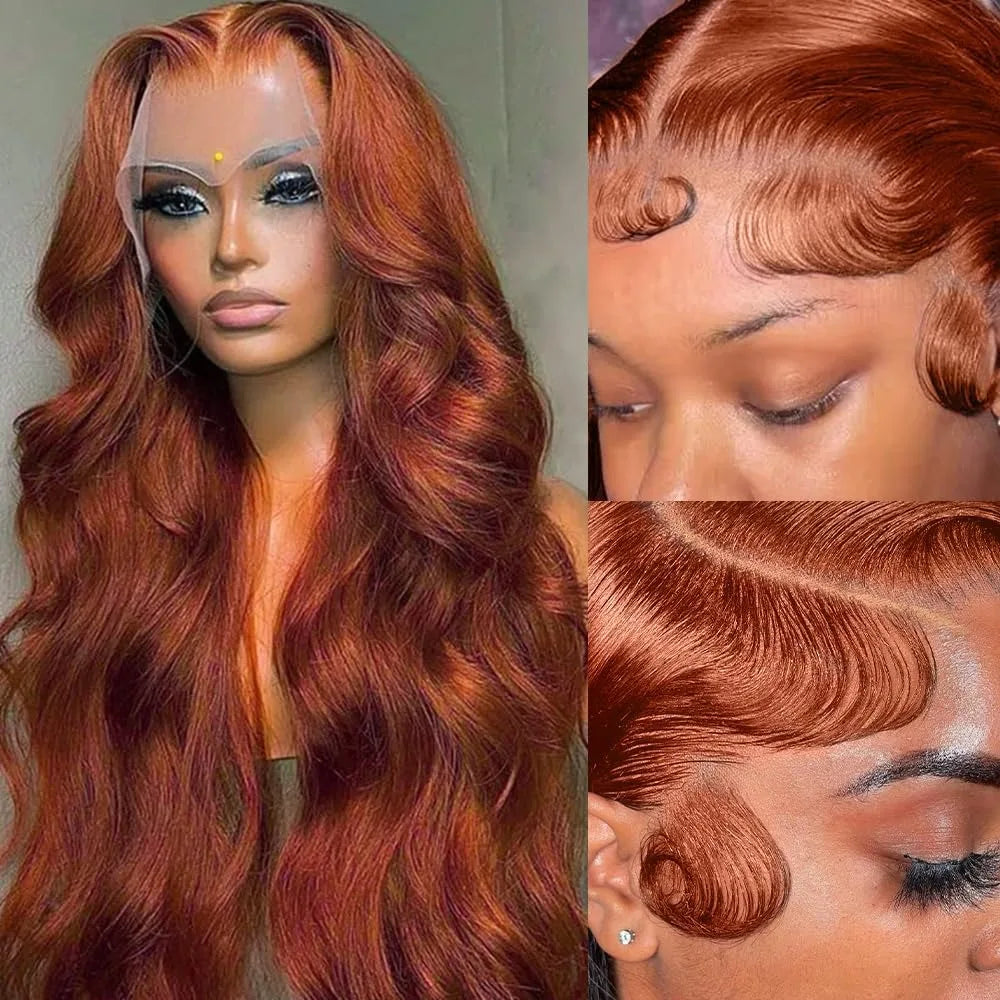 Reddish Brown Body Wave - Pre Plucked HD Lace Frontal Human Hair Wig