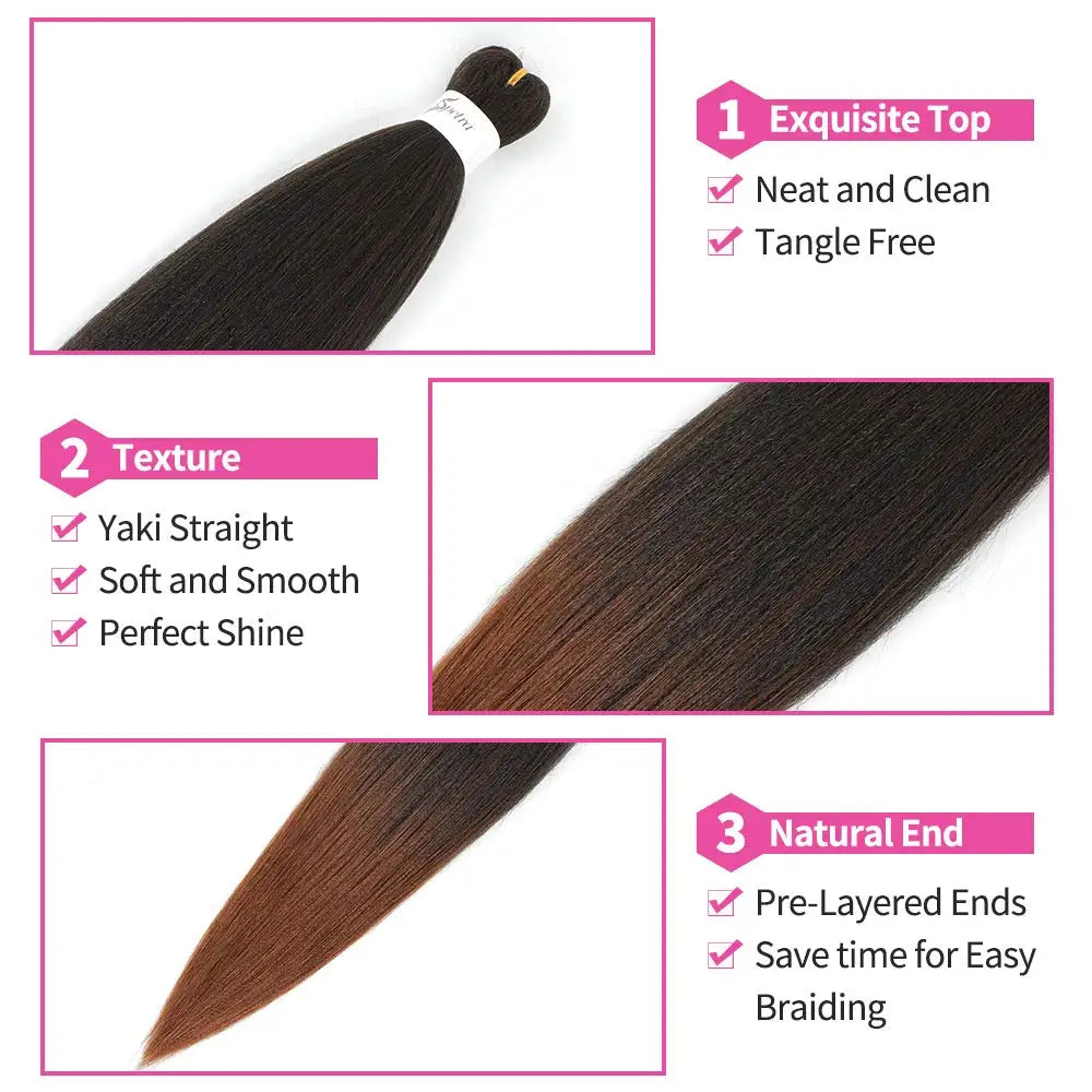 Pre-Stretched Synthetic Braiding Hair - Various Colors Available