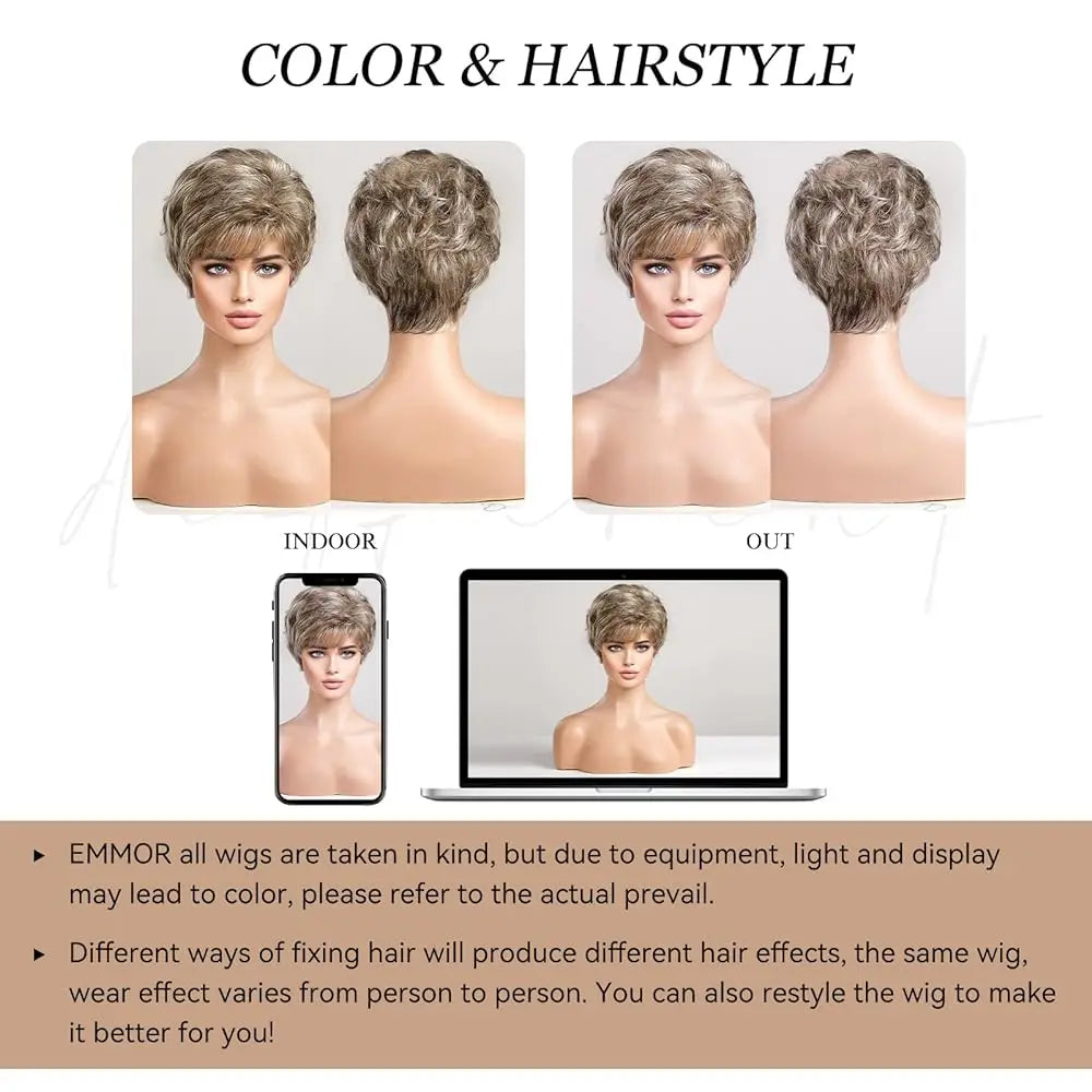 Short Pixie Cut Wigs - Kanekalon Synthetic Hair