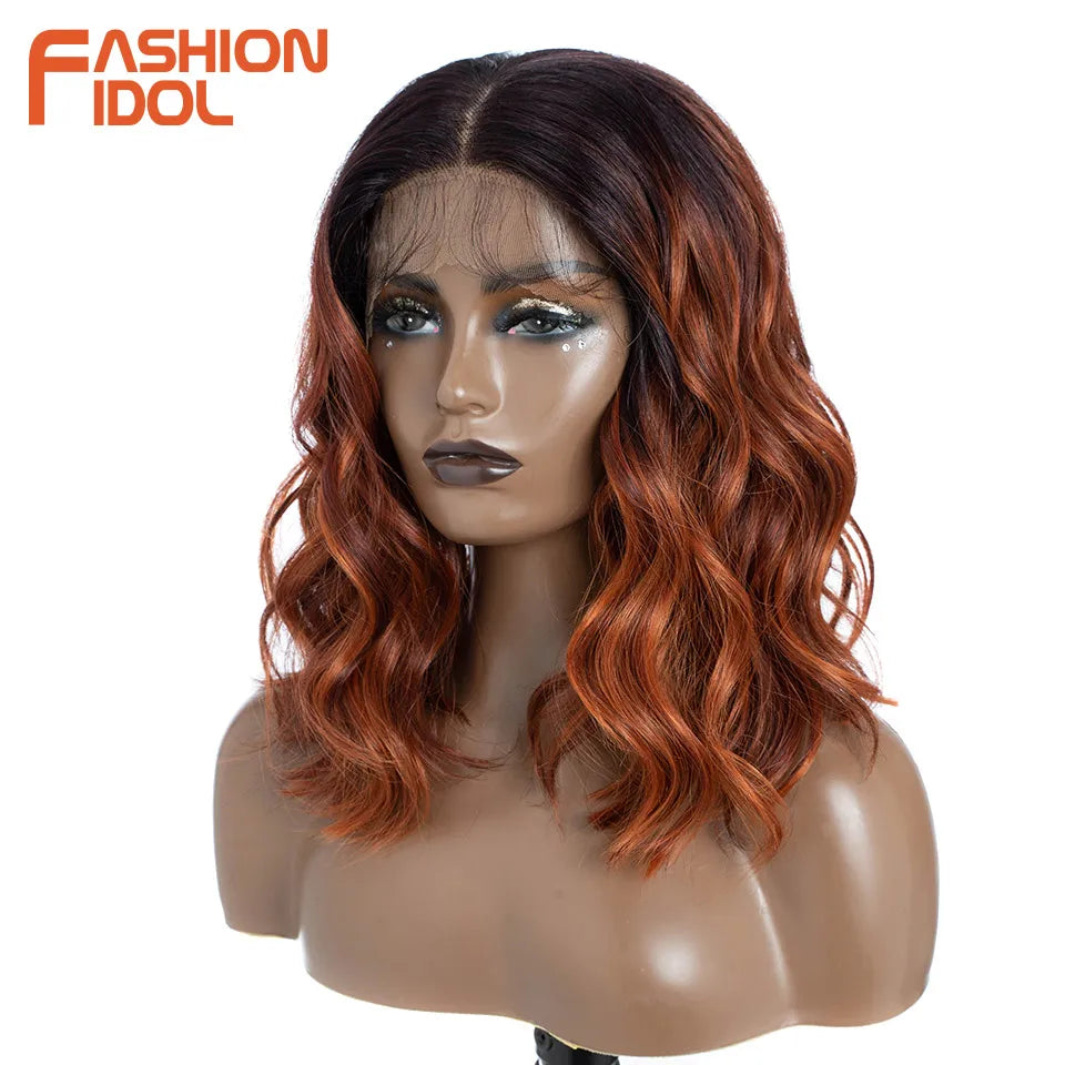 FASHION IDOL 12 Inch Bob Body Wave 13x7 HD Lace Front Synthetic Wigs - Various Colors Available