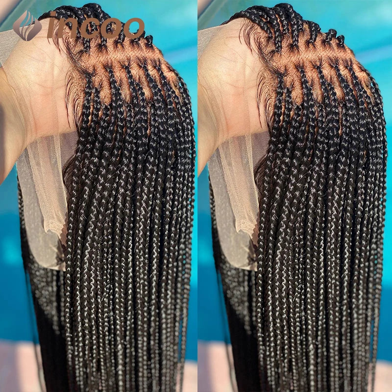 36" Full Lace Front Synthetic Box Braided Knotless Wigs - Various Colors Available