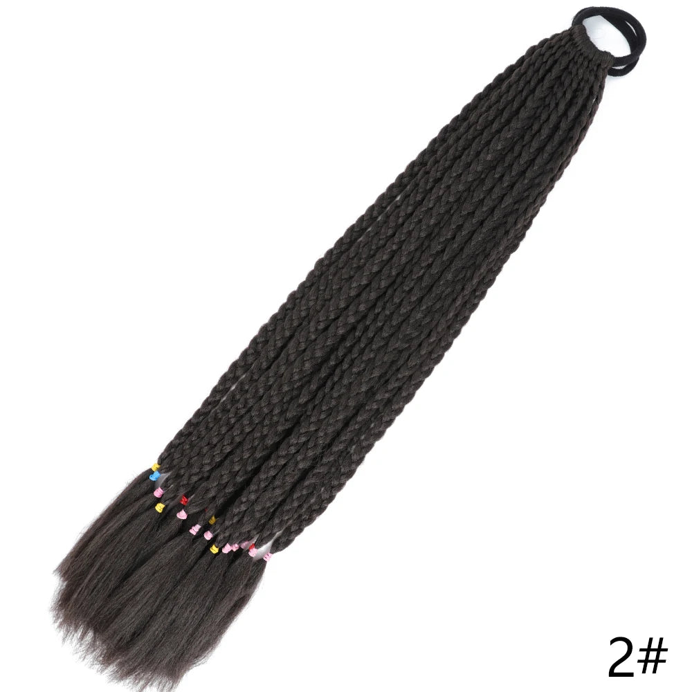 Synthetic Gradient Color Braided Ponytails With Elastic Band