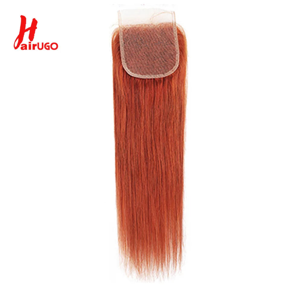 Ginger Orange HairUGo Brazilian Human Hair Lace Closures With Baby Hair - Various Options Available