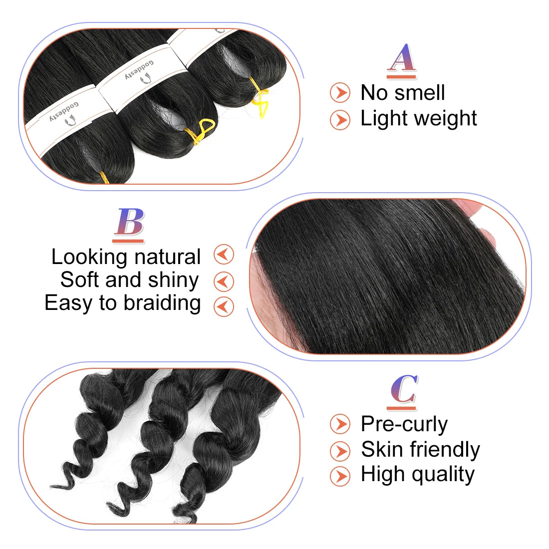 Pre-Stretched French Curly Synthetic Braiding Hair