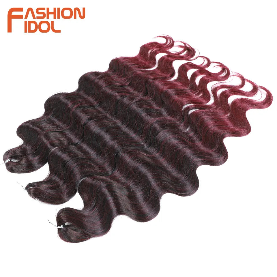 Ombre Body Wave Crochet Hair 24 Inch Long Synthetic Hair - Various Colors Available