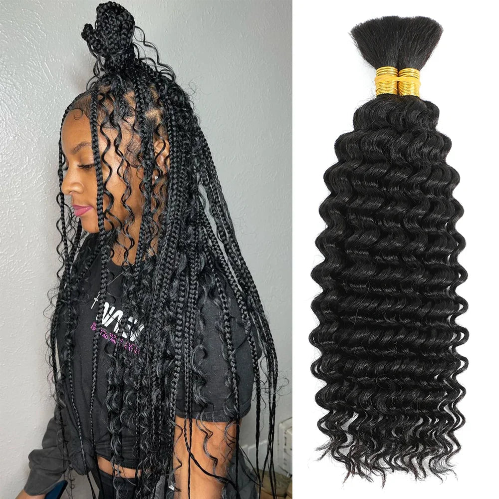 Brazilian Deep Wave Human Hair Braiding -  (Boho Braids)