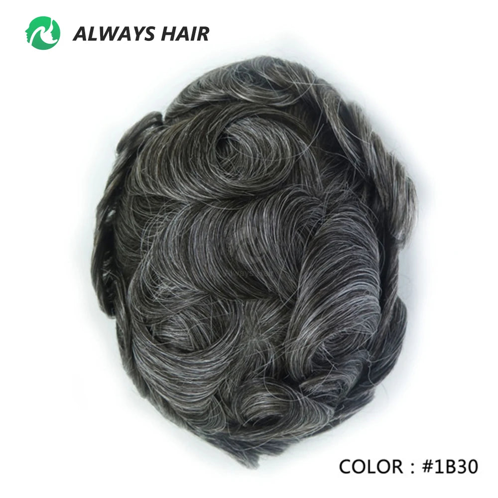 130% Density Indian Human Hair 0.10-0.12 Thickness Skin Men's Capillary Prothesis - Various Options Available