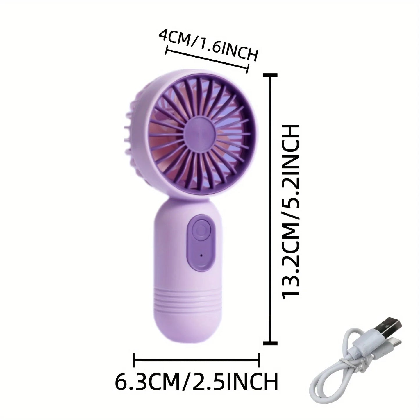 1PC USB Mini Rechargeable Portable Handheld Fan with 3 Speeds