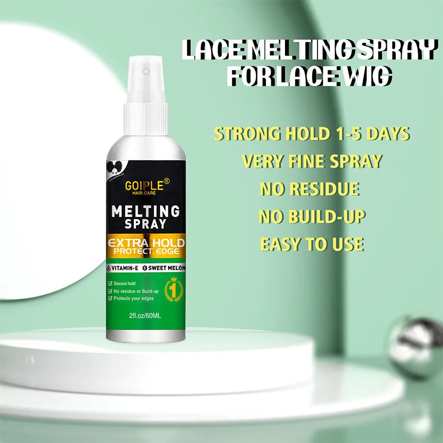 Lace Front Styling Kit - Melting Spray, Invisible Wig Glue (Waterproof) & Remover, Edge Control Gel Wax Stick and Wig Caps