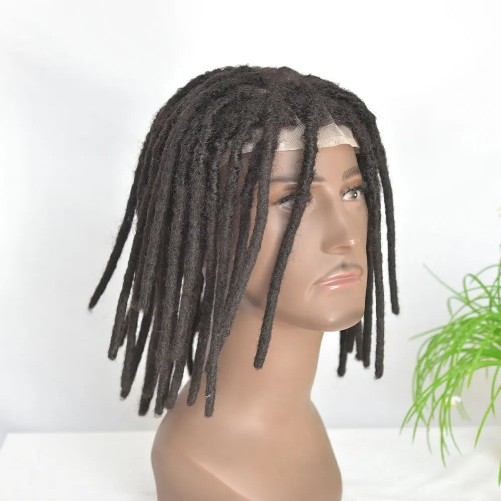 Full French Lace Base Afro Dreadlock 12Inch Toupee Human Hair System Hair Prosthesis