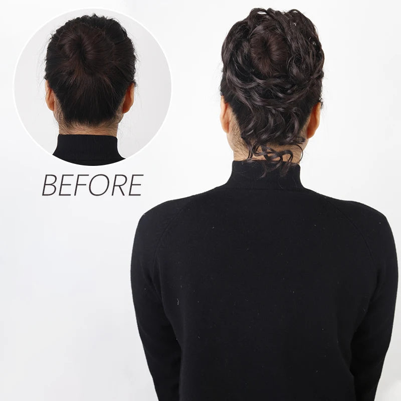 Synthetic Culrly Messy Ponytail Updo Bun with Elastic Band/Scrunchy