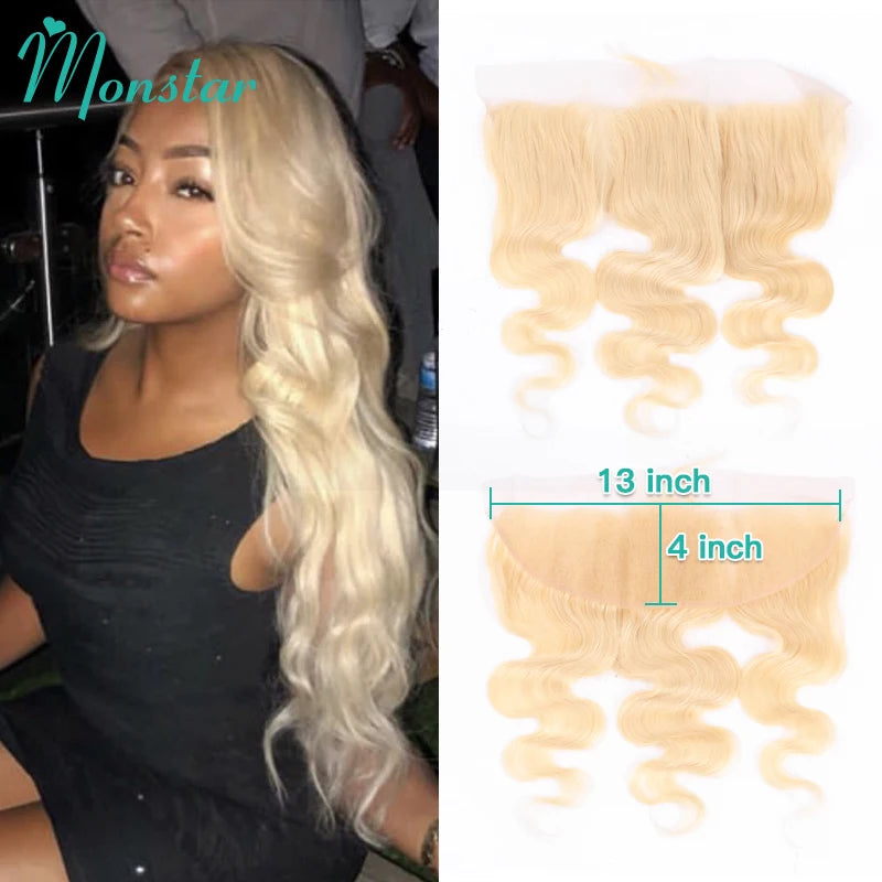 613 Blonde Body Wave HD Lace Frontal or Closure PrePlucked Brazilian Remy Human Hair - Various Options Available
