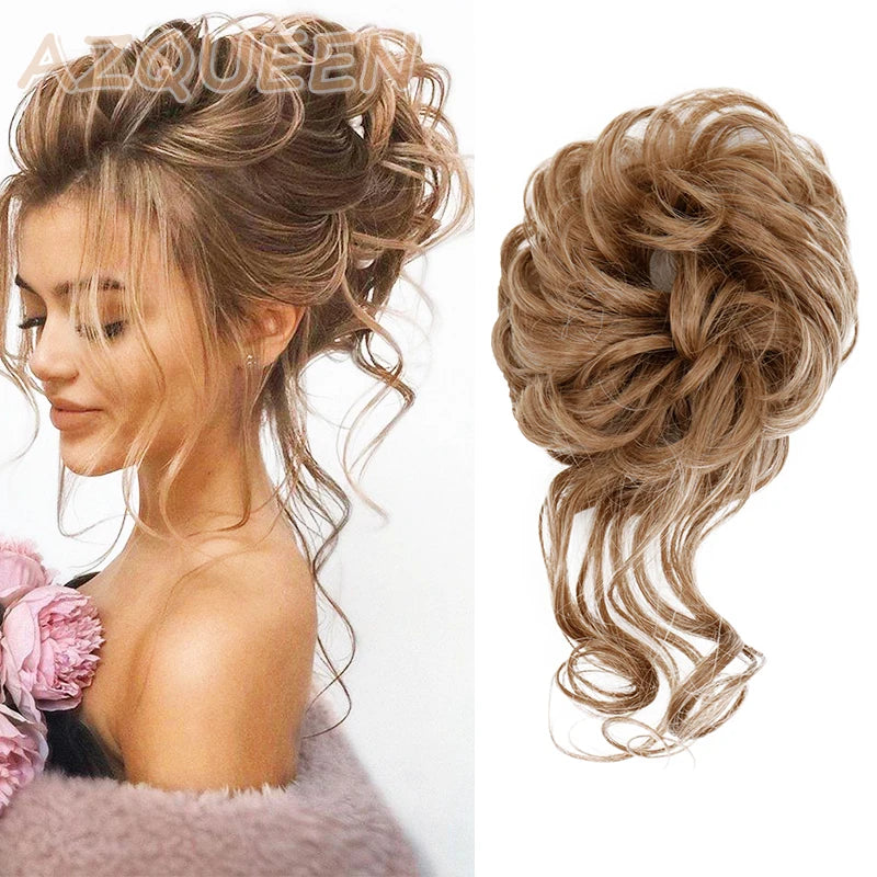 Synthetic Culrly Messy Ponytail Updo Bun with Elastic Band/Scrunchy