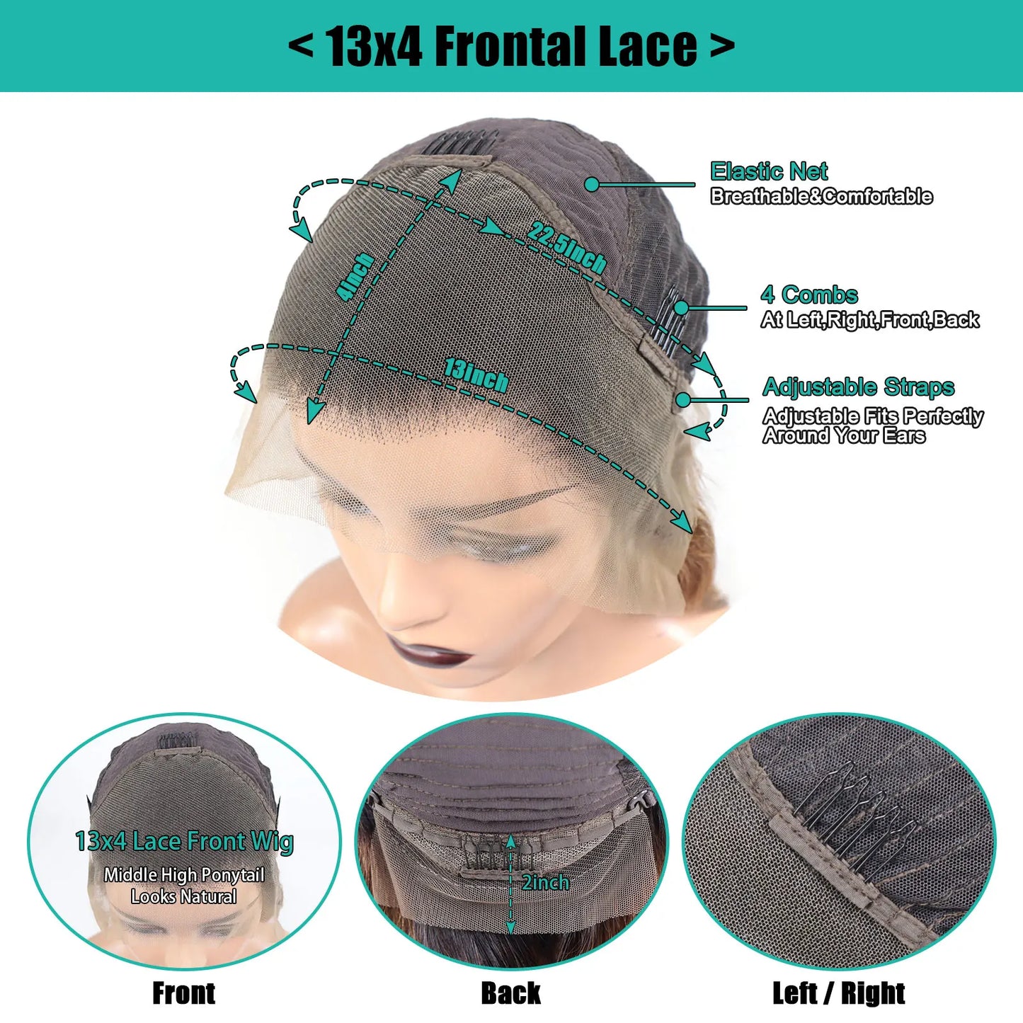 Short Pixie Cut Bob Lace Front Wig -  Blonde Highlight & Natural Colors Available