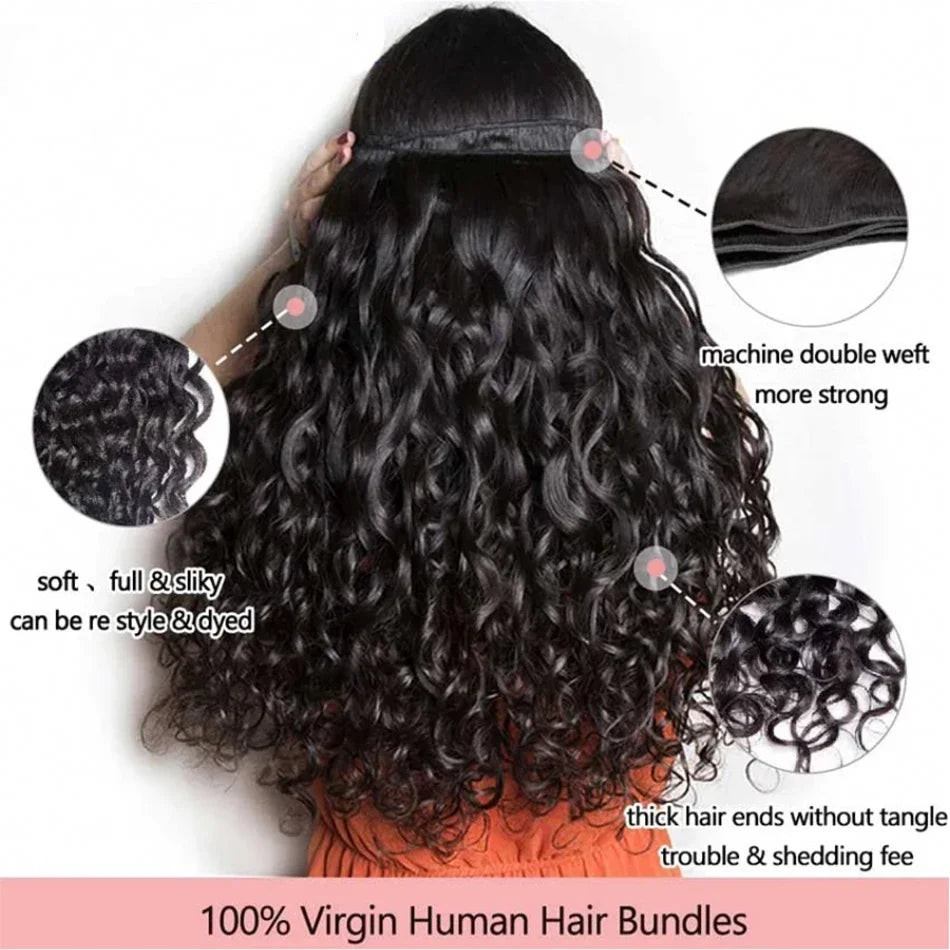 Peruvian Water Wave Human Hair 100% Unprocessed Virgin Bundles