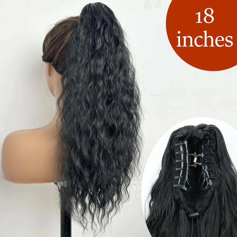 Synthetic Long Straight Claw Clip On 24Inch Ponytail