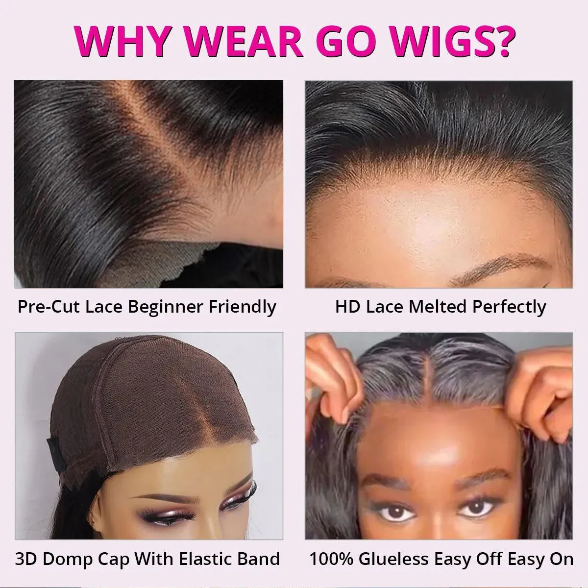 Body Wave - Pre Plucked Pre Cut HD Lace Closure Glueless Human Hair Wig