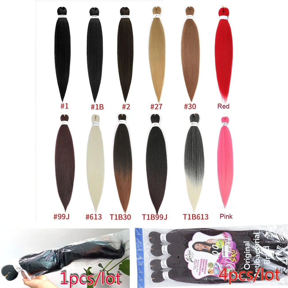 Pre-Stretched Synthetic Braiding Hair - Various Colors Available