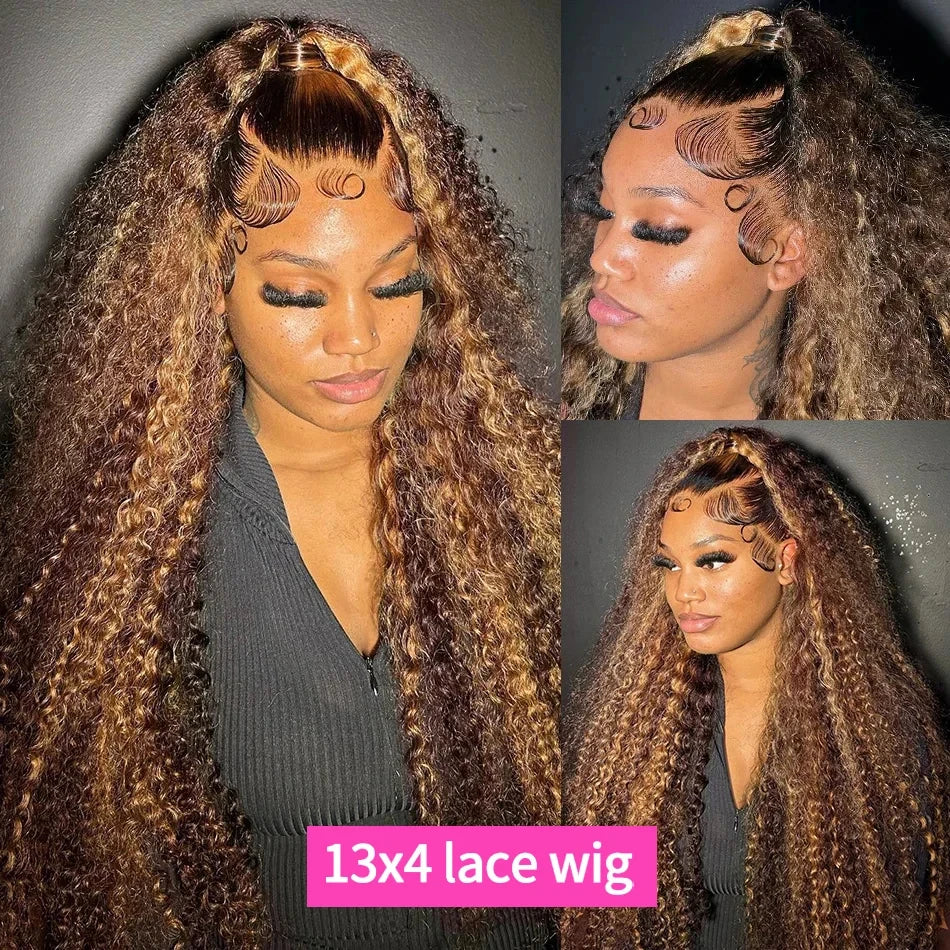 Brazilian Deep Wave Curly Highlight Color - HD Lace Human Hair Wig