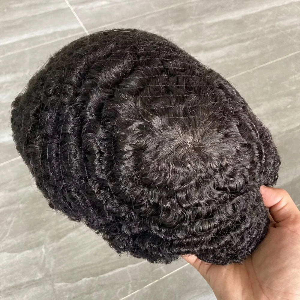 Deep Wave Human Hair Mono NPU Durable Hair Replacement Prosthesis System 10MM