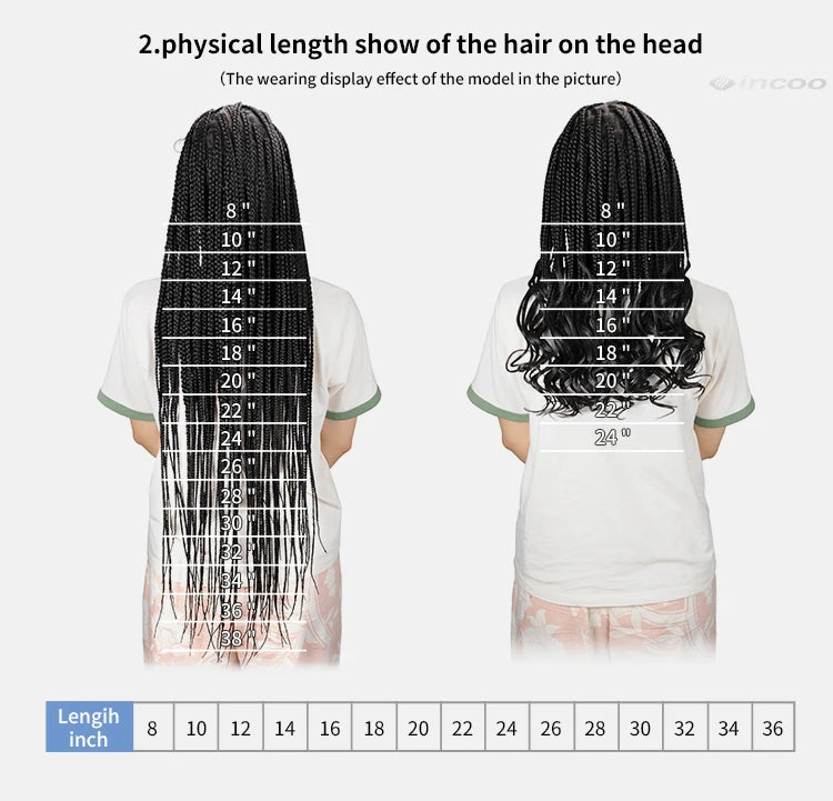 36" Full Lace Front Synthetic Box Braided Knotless Wigs - Various Colors Available