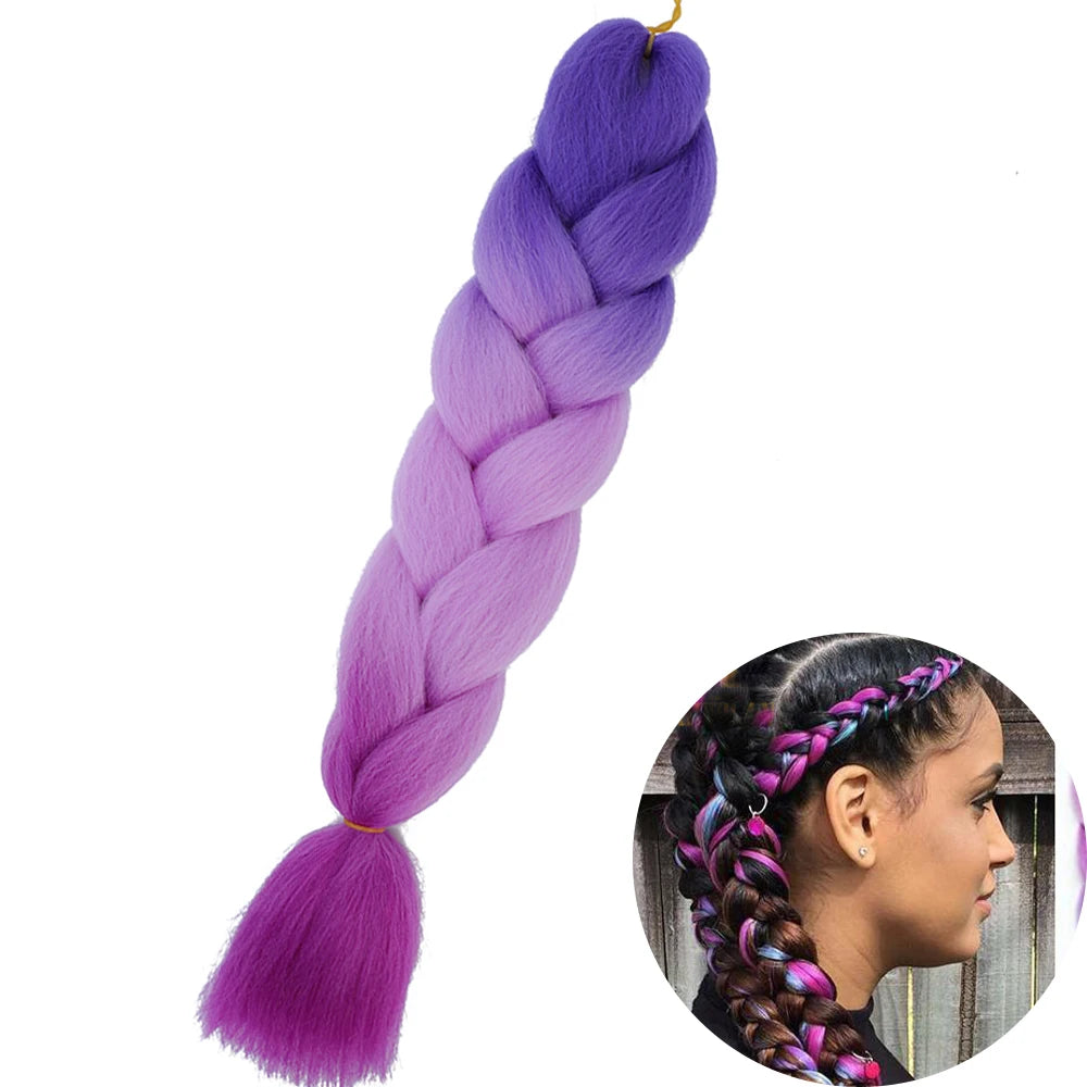 24" Synthetic Yaki Jumbo Braiding Hair - Various Colors Available