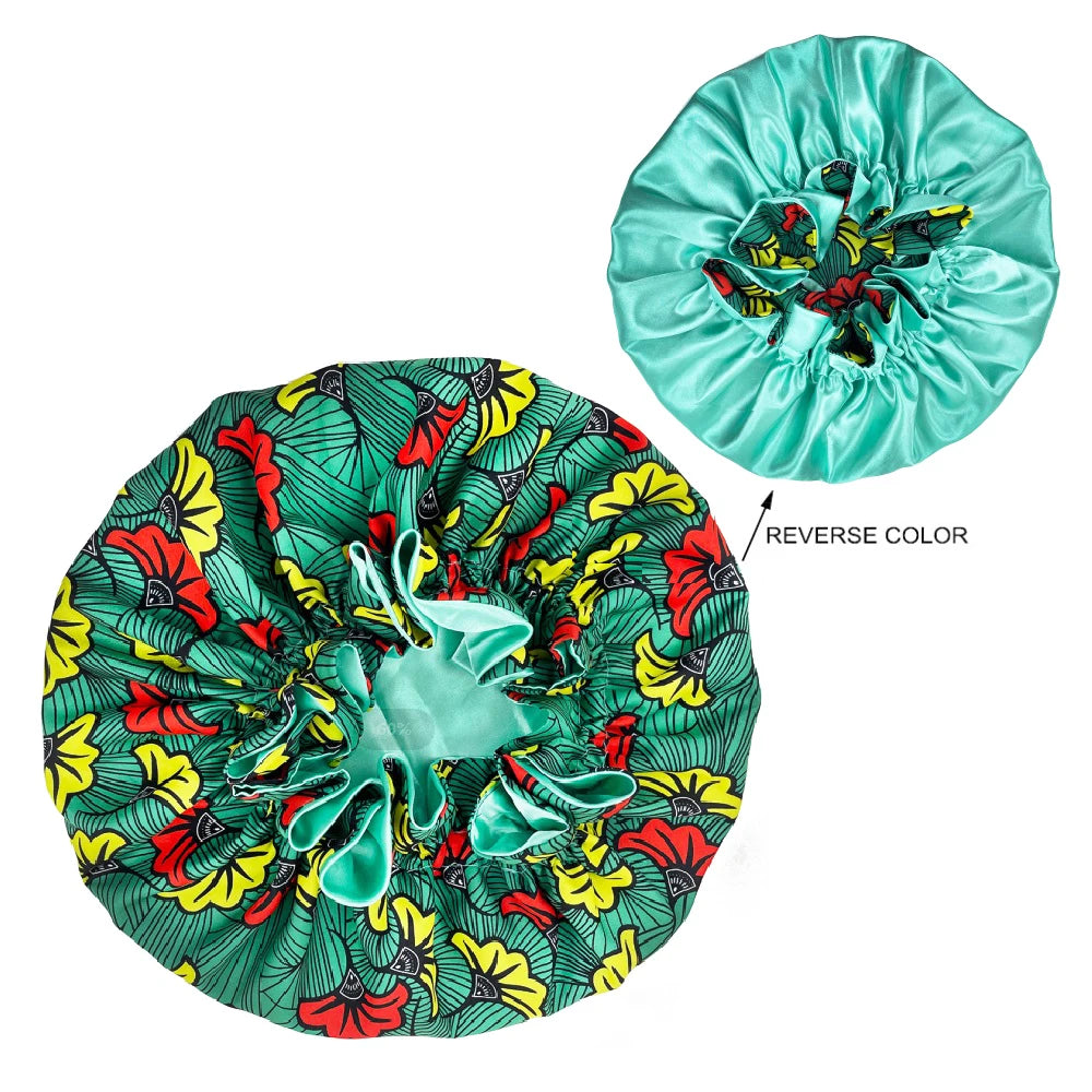 African Pattern Print Satin Bonnets
