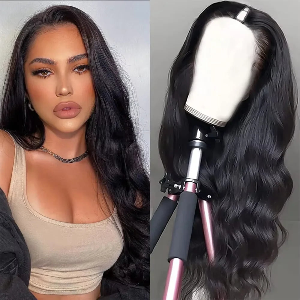 V Part Body Wave Brazilian Human Hair Wigs