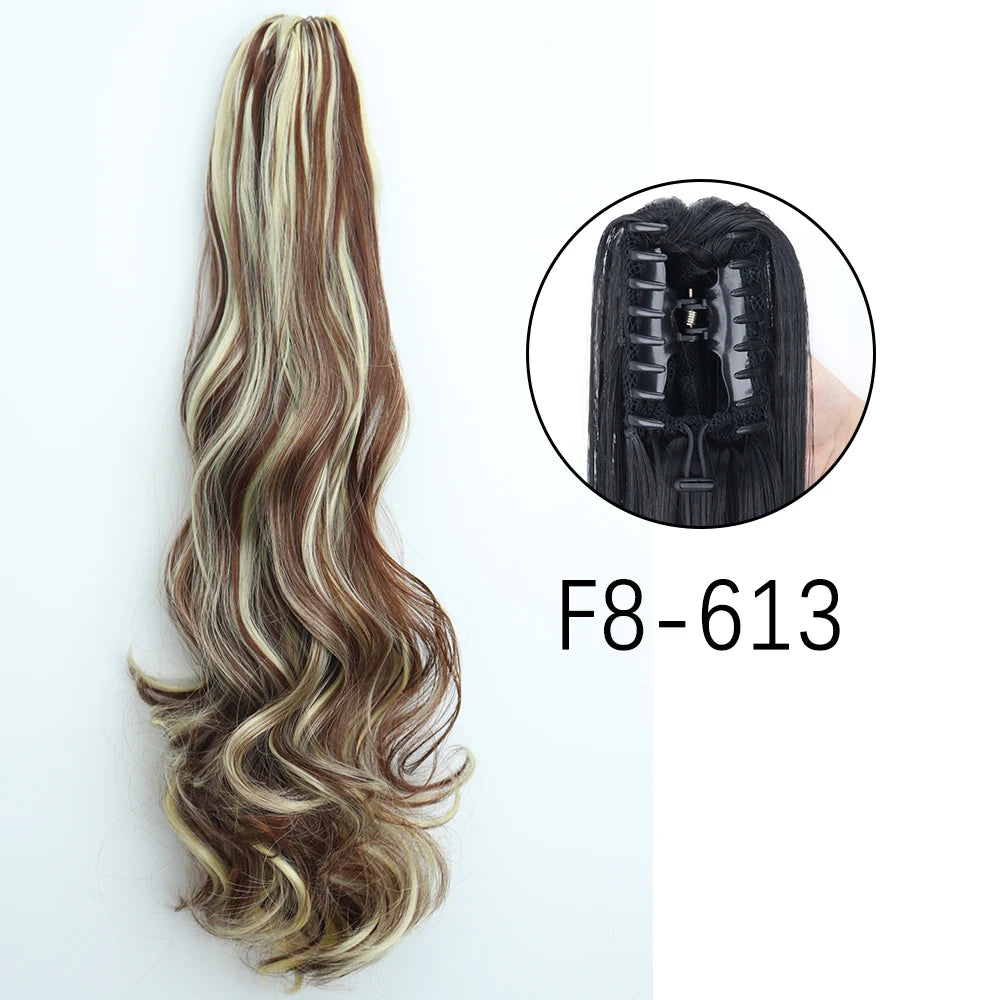 Synthetic Long Straight Claw Clip On 24Inch Ponytail