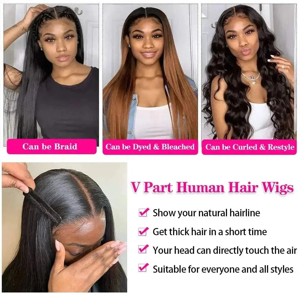 Straight U & V part Human Hair Wigs