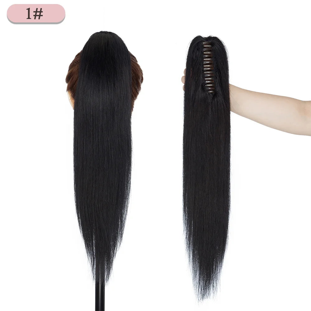 Straight Clip On 100% Human Hair Ponytails - Various Options Available