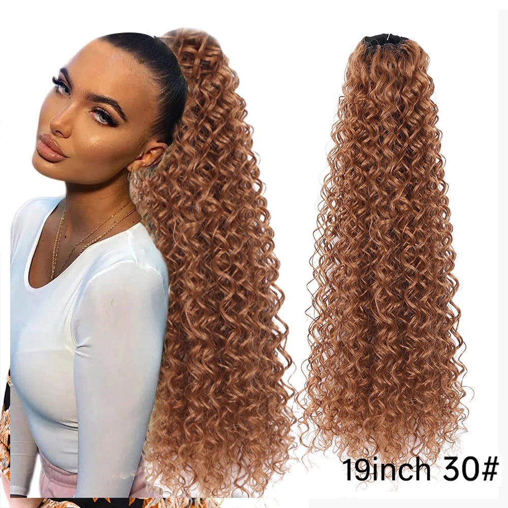 Long Synthetic Deep Wave Wrap Drawstring Ponytails - Various Options Available