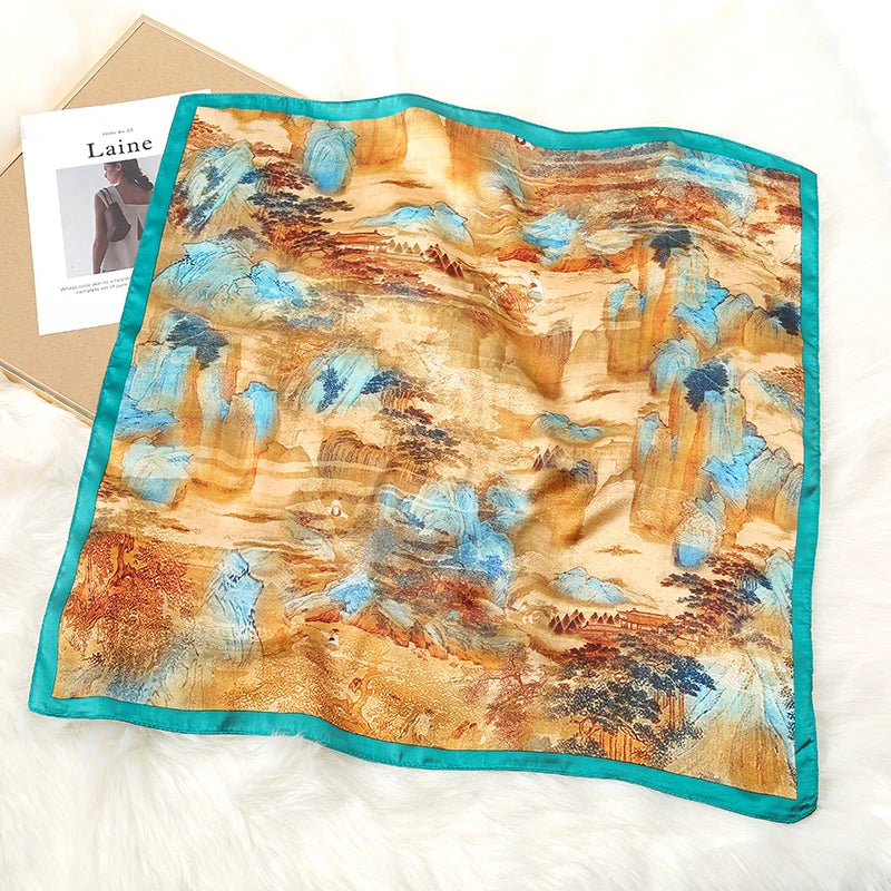Luxury Print Satin Silk Square Scarfs
