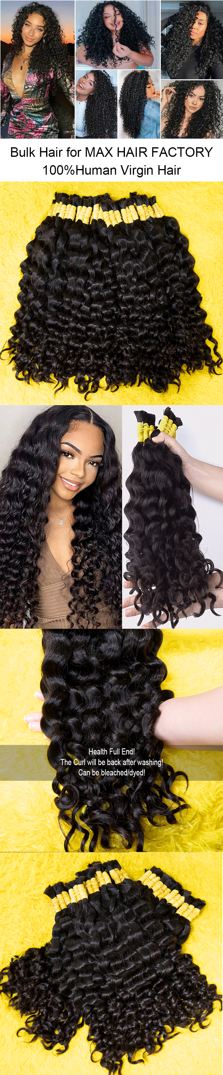 Loose Deep Wave Curly Indian Unprocessed No Weft Human Hair for Braiding
