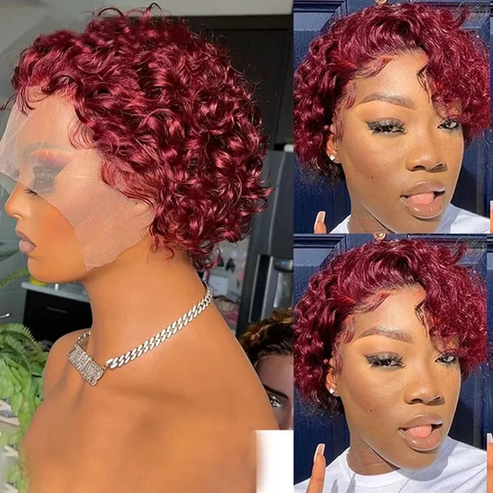 Pixie Cut Spring Curl - Lace Frontal Human Hair Wig - Various Colors Available