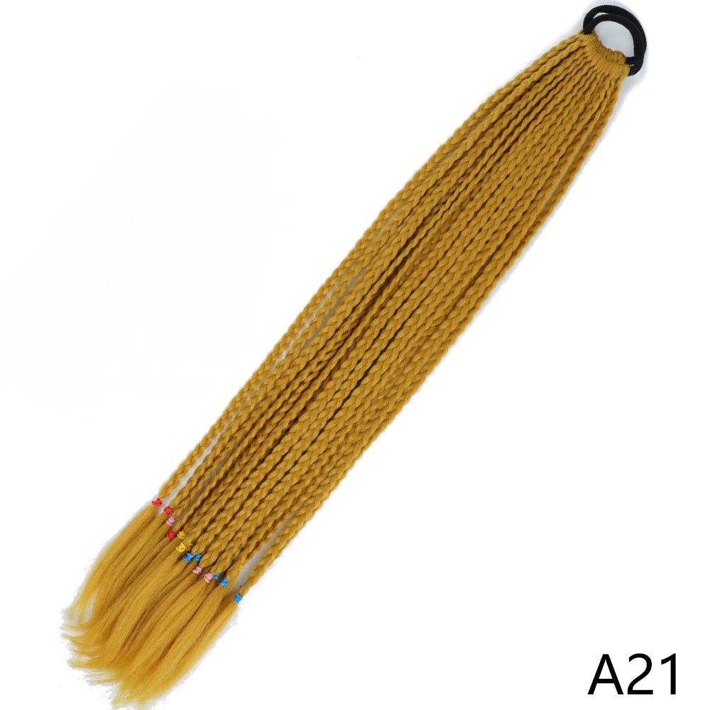 Synthetic Gradient Color Braided Ponytails With Elastic Band