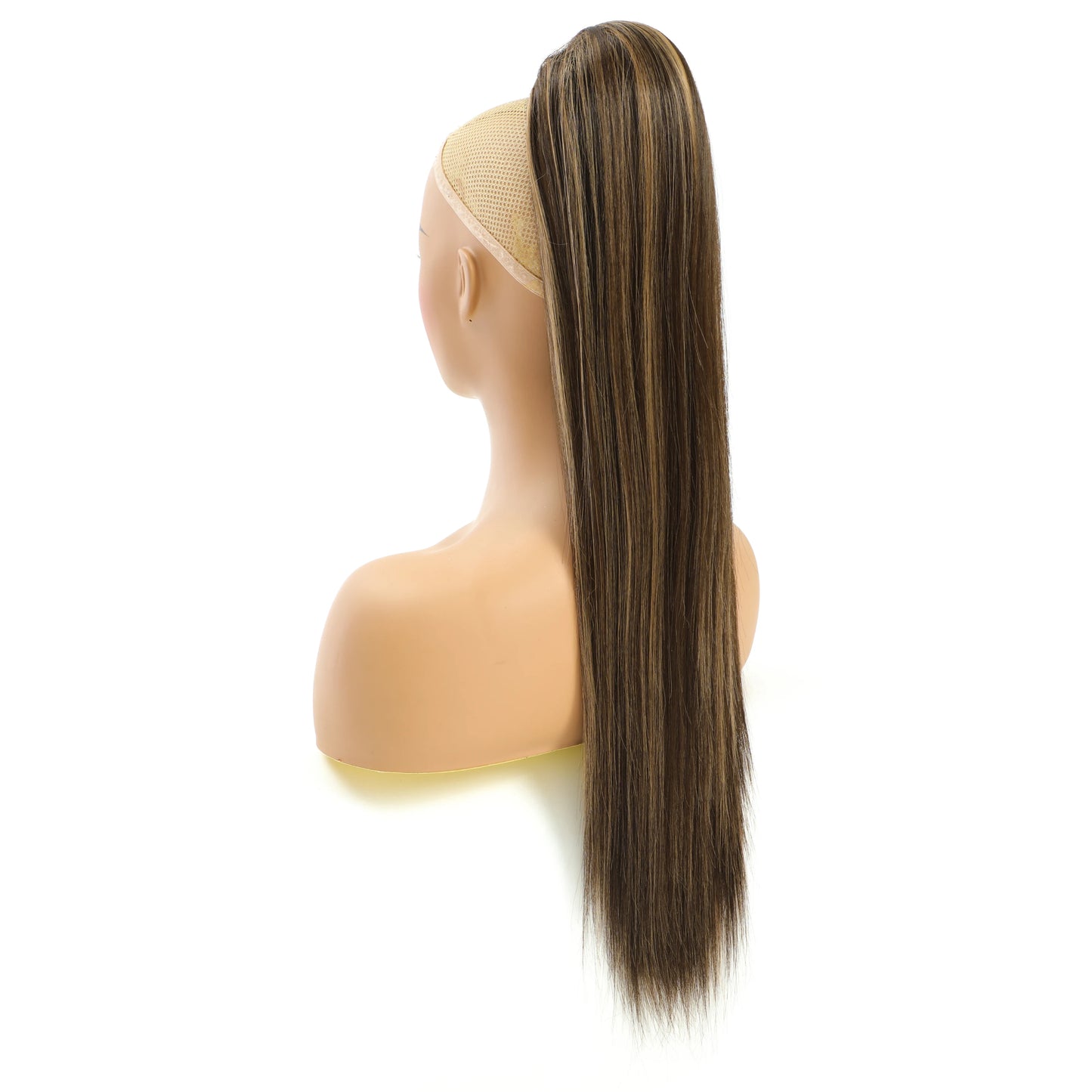 Blonde Long Silky Straight Ponytail Synthetic Hair; DrawString Clip-In Piece