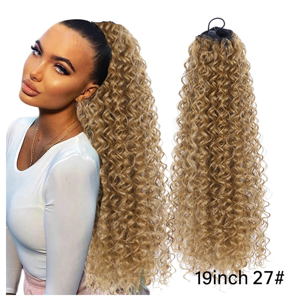 Long Synthetic Deep Wave Wrap Drawstring Ponytails - Various Options Available