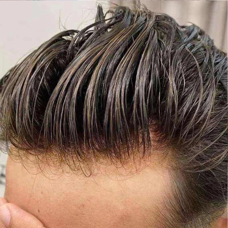 Durable Fine Mono PU Base Natural Hairline Toupee/Replacement Unit 100% Man Human Hair Prosthesis Capillary - Various Options Available