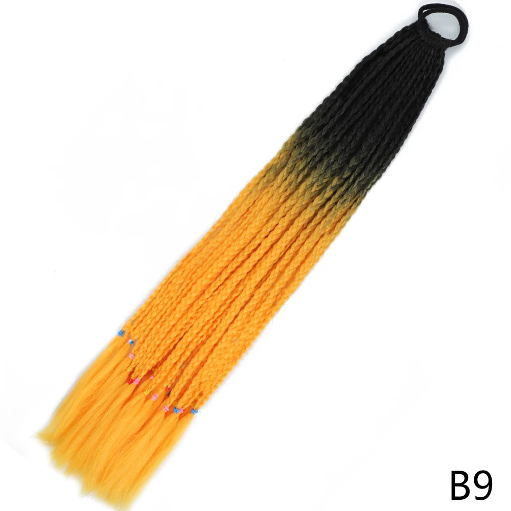 Synthetic Gradient Color Braided Ponytails With Elastic Band