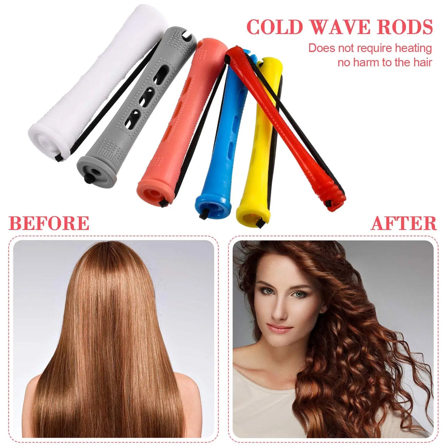 72 Pieces Hair Perm Rods Set Short Plastic Perming Rod Cold Wave Rods 6 Sizes Hair Curling Rollers With 1 Piece Steel Hair Comb